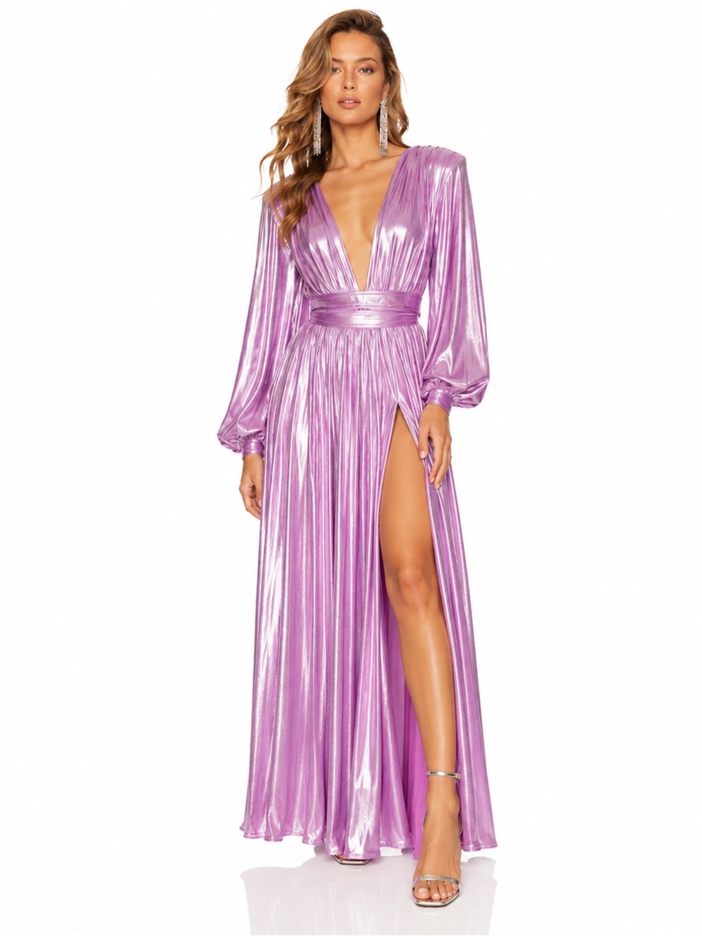 Bronx and Banco Zoe Gown Purple Iridescent Maxi Dress Size XS